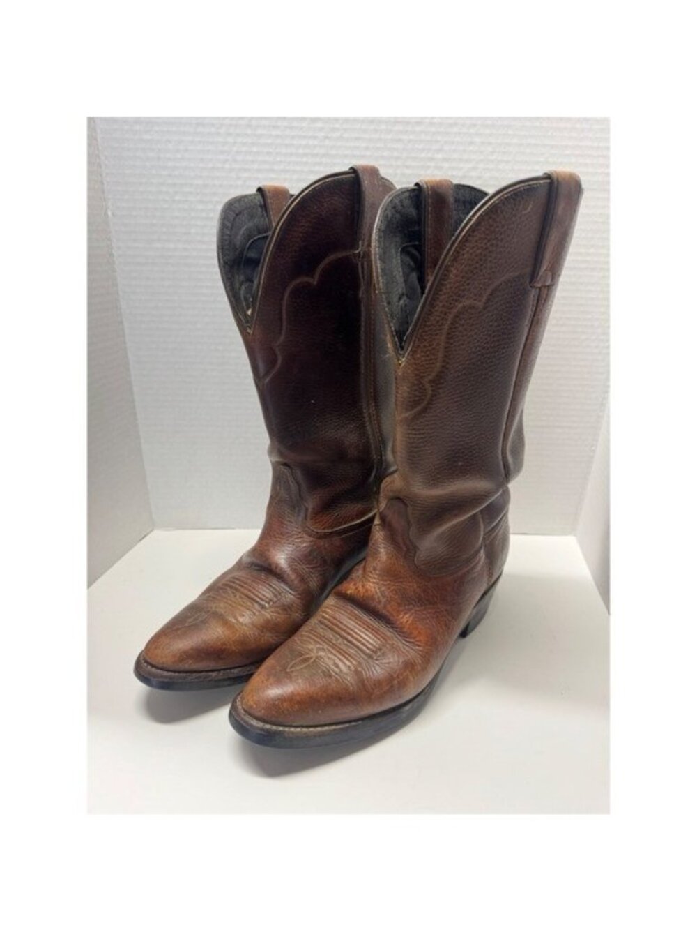 Tony Lama Vintage Brown Leather Western Cowboy Boots Made in Mexico Mens 8